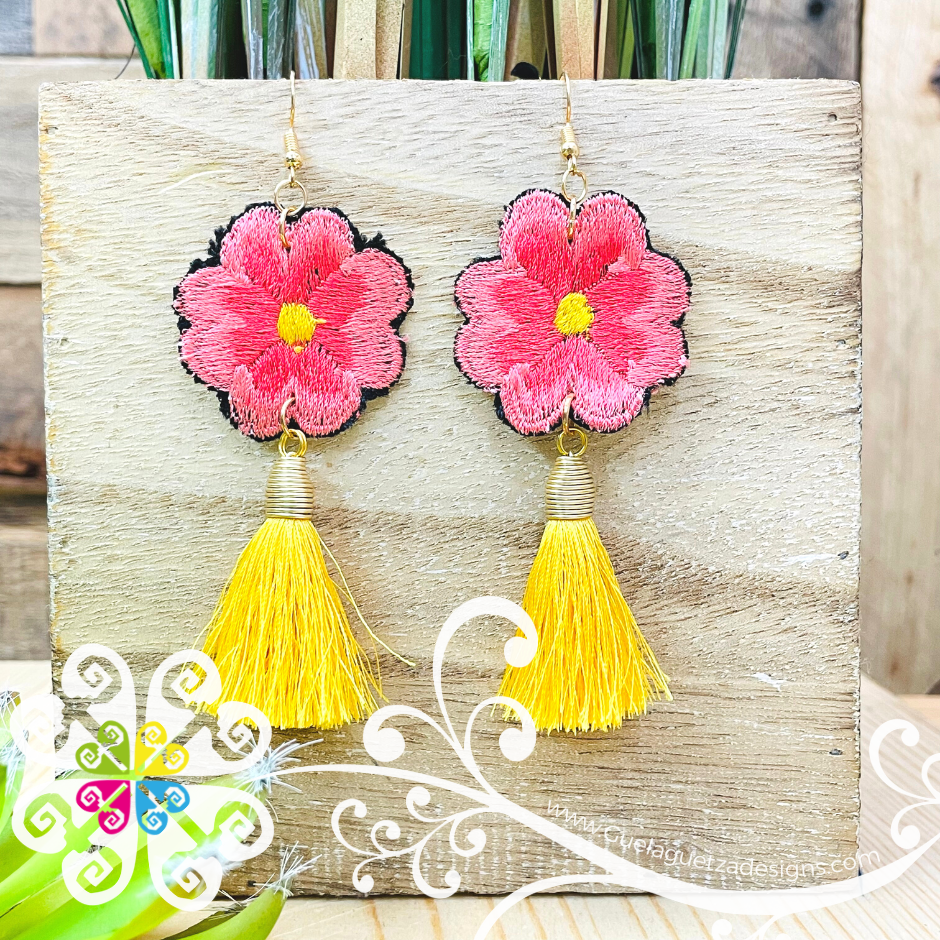 Flor Bordada with Tassel Earrings