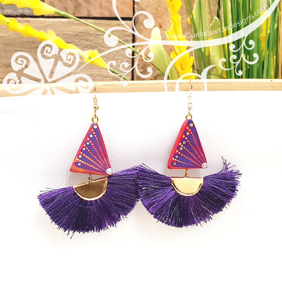 Fine Hand Painted Earrings - Triangule