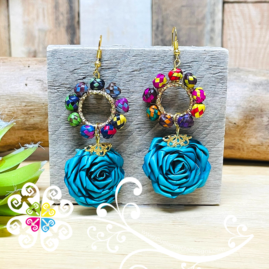 Medallion Rose - Palm Earrings