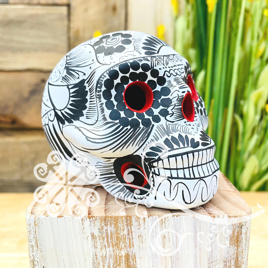 Small Solid Color Hand Painted Sugar Skull  - Calaverita Guerrero