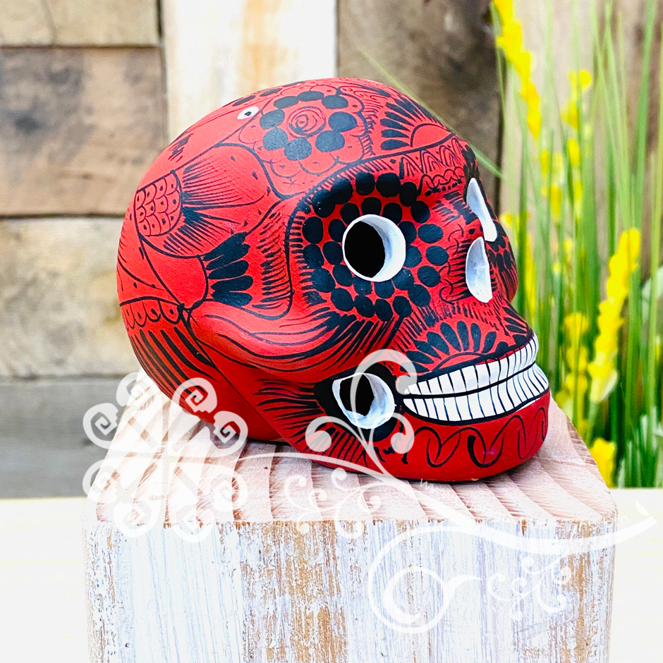 Small Solid Color Hand Painted Sugar Skull  - Calaverita Guerrero