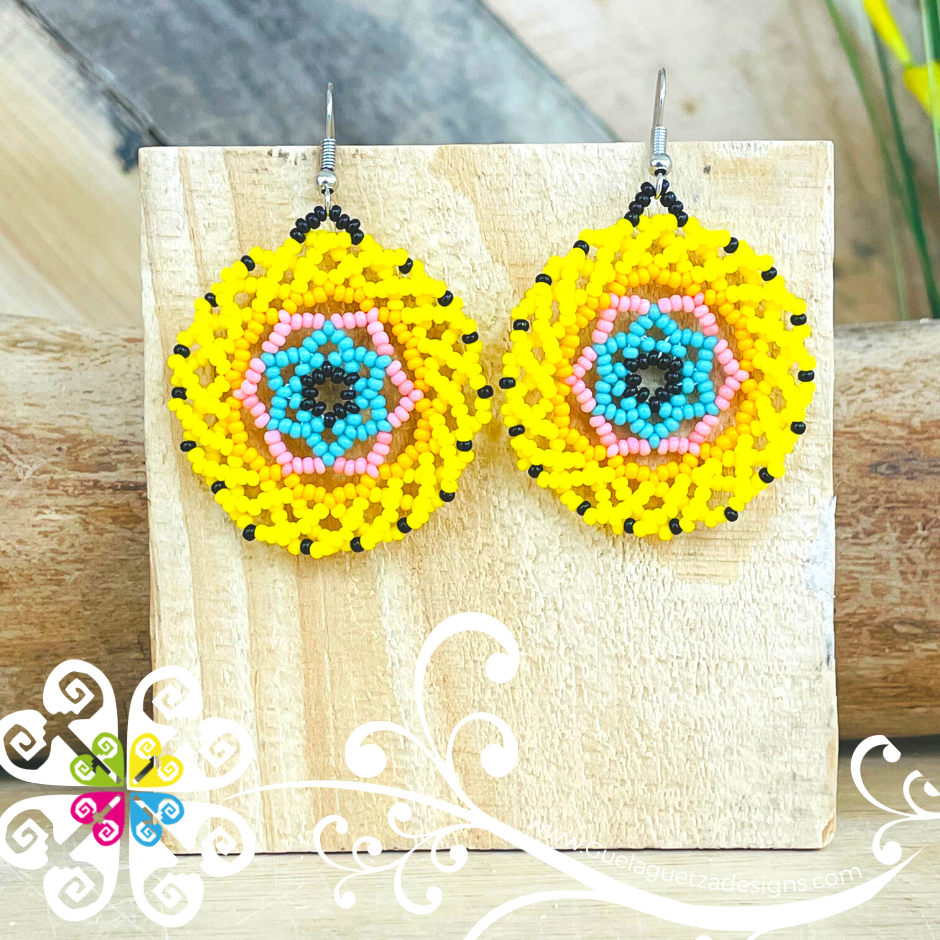 Honeycomb Circular Beaded Earrings