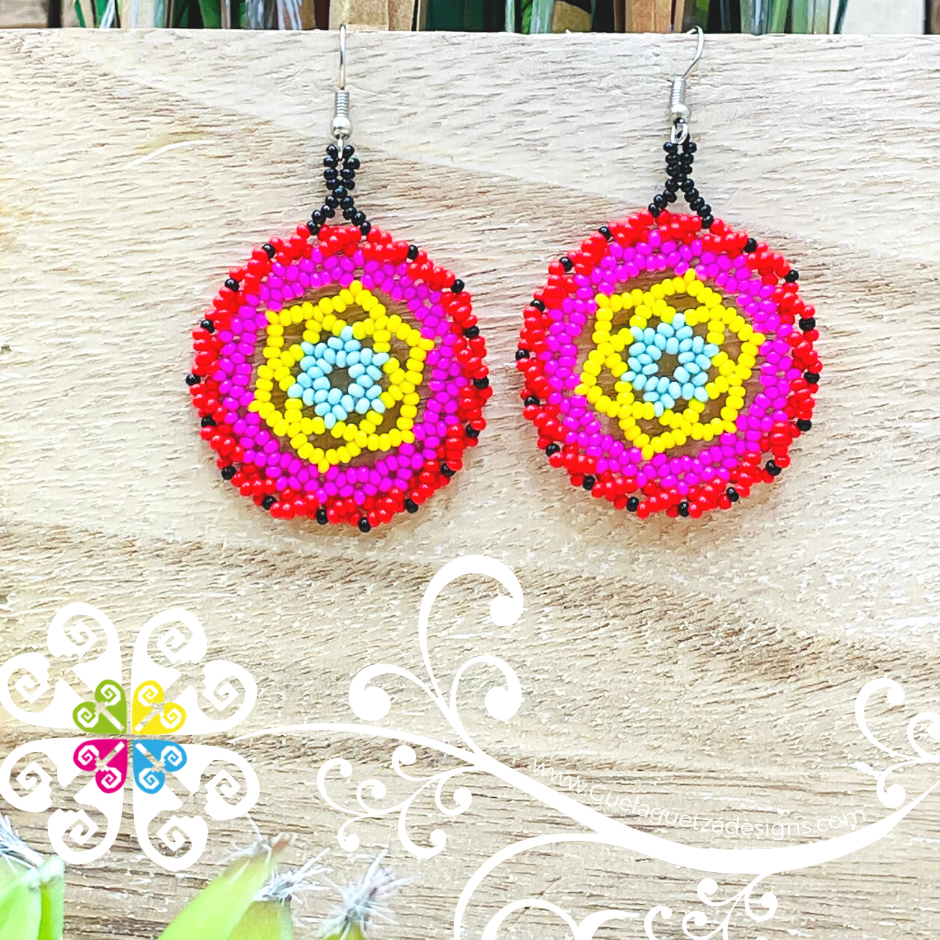 Honeycomb Circular Beaded Earrings