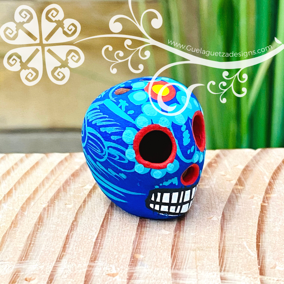 Set of 5 Mini Hand Painted Sugar Skull  - Calaverita Guerrero