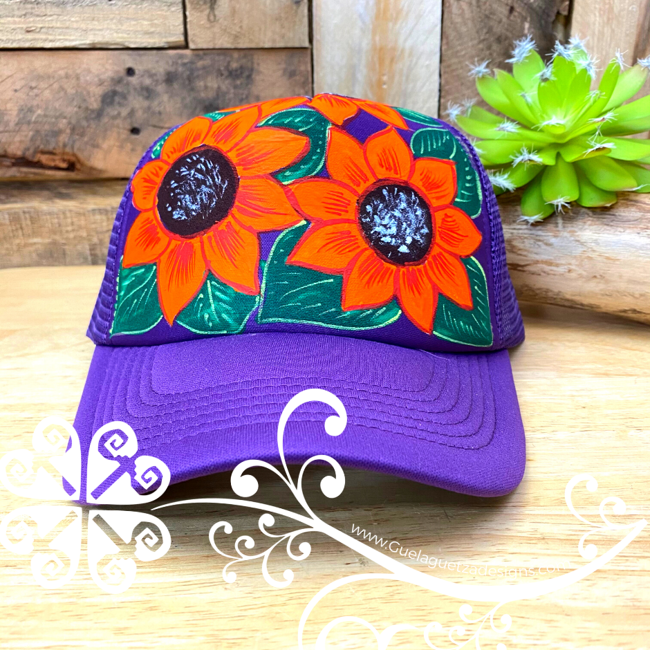 Purple Hand Painted Cap - Gorra Pintada Guerrero