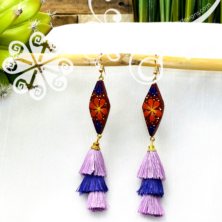 Fine Hand Painted Earrings - Rhombus