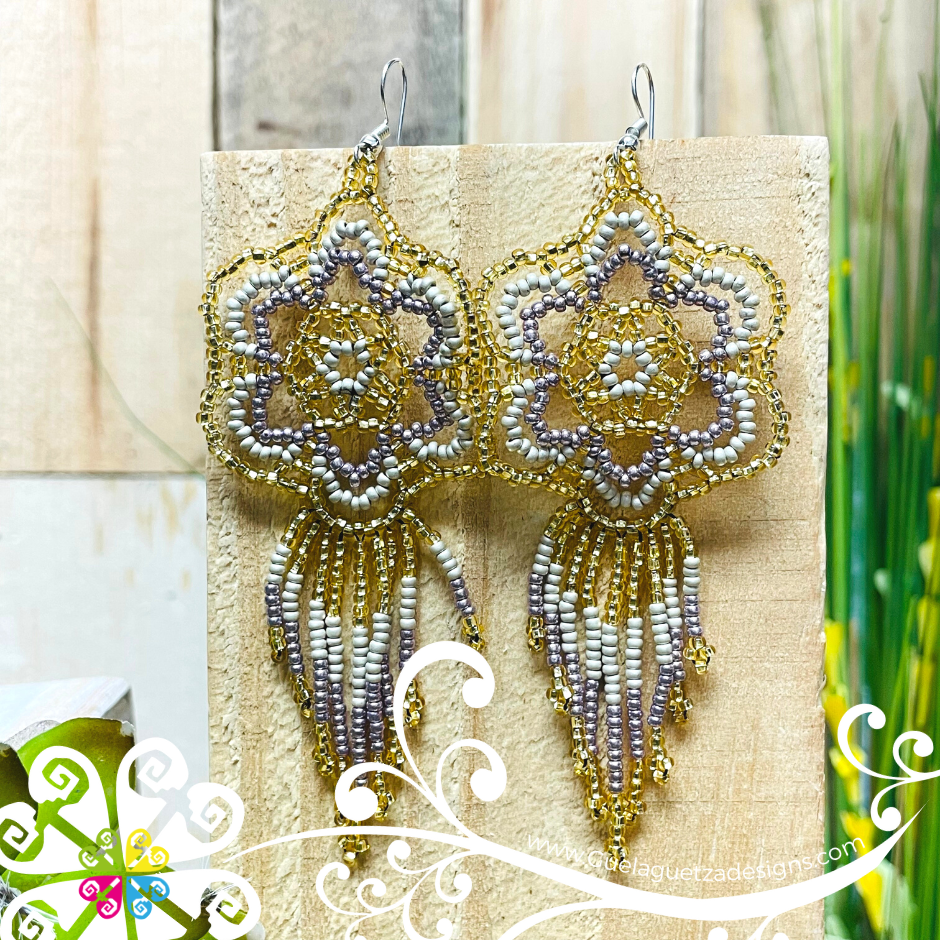 Beaded Geranium Flower Earrings