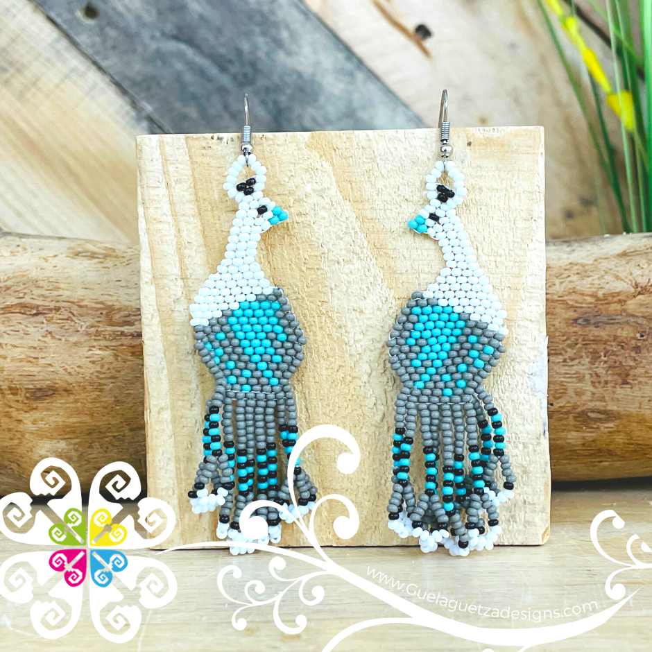 Peacock Earrings - Beaded Earrings