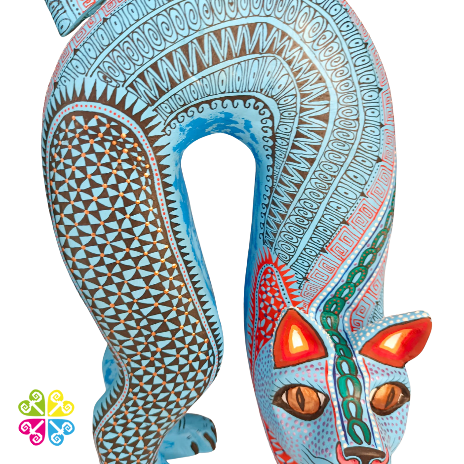 Large Cat Alebrije- Handcarve Wood Decoration Figure