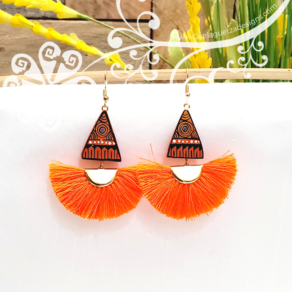 Fine Hand Painted Earrings - Triangule