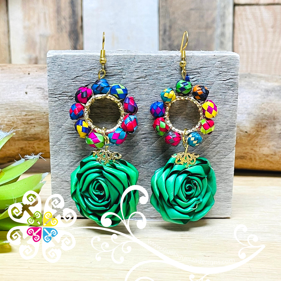 Medallion Rose - Palm Earrings