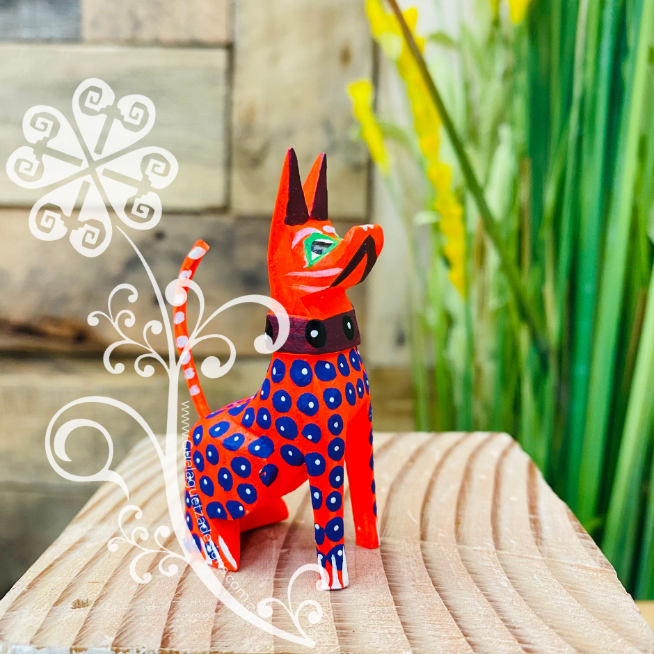 Mini Dog Schnauzer Alebrije Handcarve Wood Decoration Figure