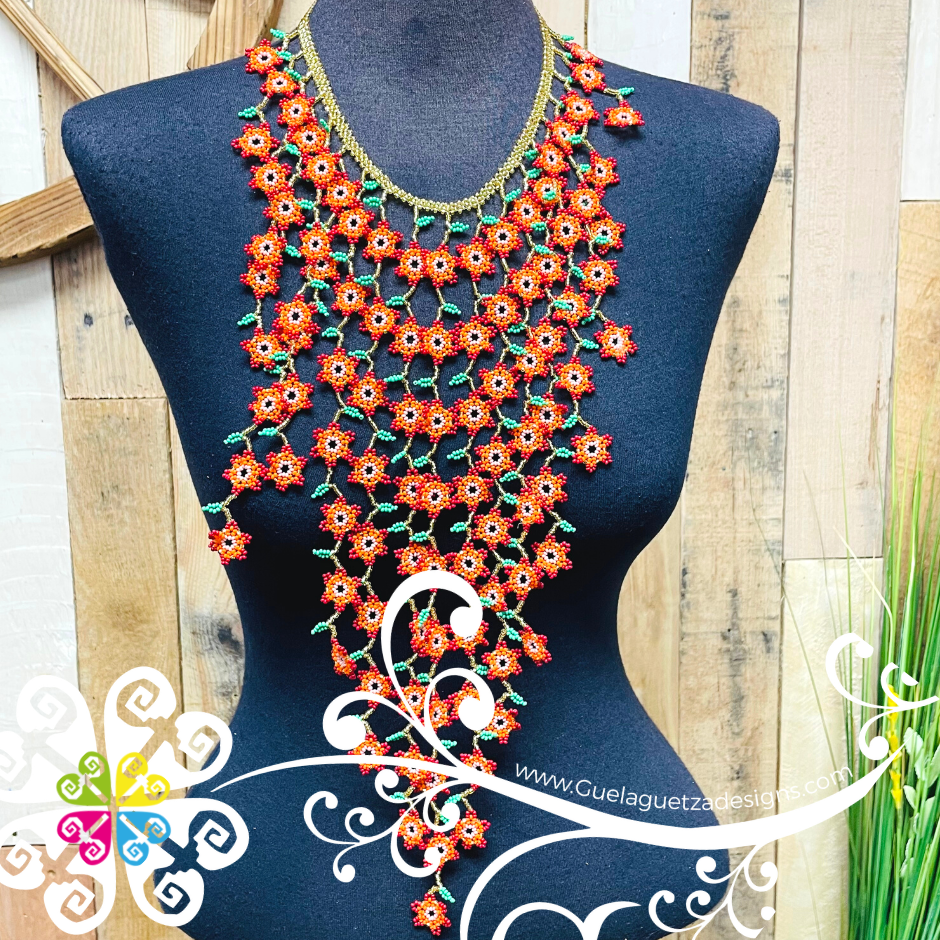 Daisy Waterfall Beaded Necklace