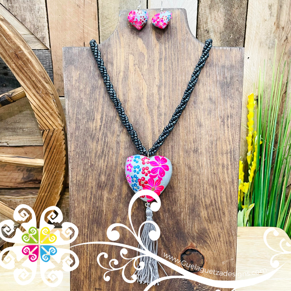 Yoselin Heart Jewelry Set - Hand Painted Jewelry Set