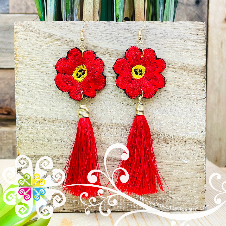 Flor Bordada with Tassel Earrings