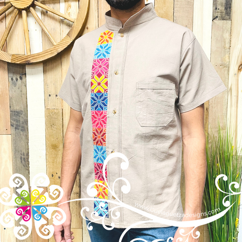 Earth Star Stripe Shirt - Embroider Men Shirt