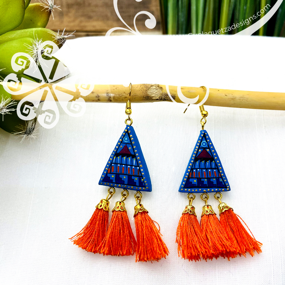 Fine Hand Painted Earrings - Triangule