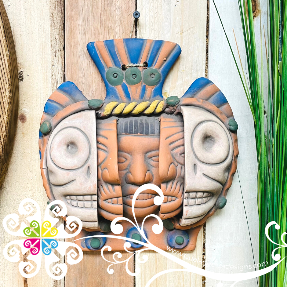 Large Life Cycles Mexican Clay Mask - Artisan Wall Art