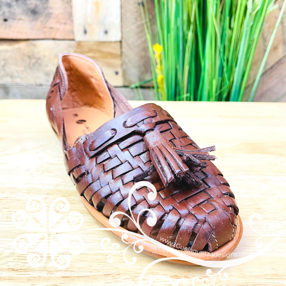 Brown Tassels Flat Shoes - Huarache Piel