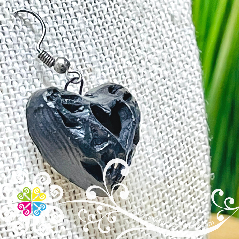 2- Lady Heart Set - Black Clay Jewelry