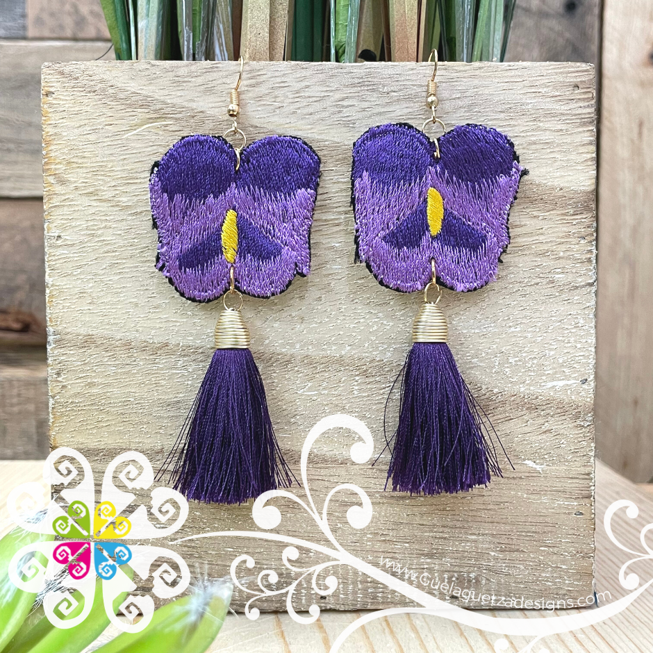 Flor Bordada with Tassel Earrings