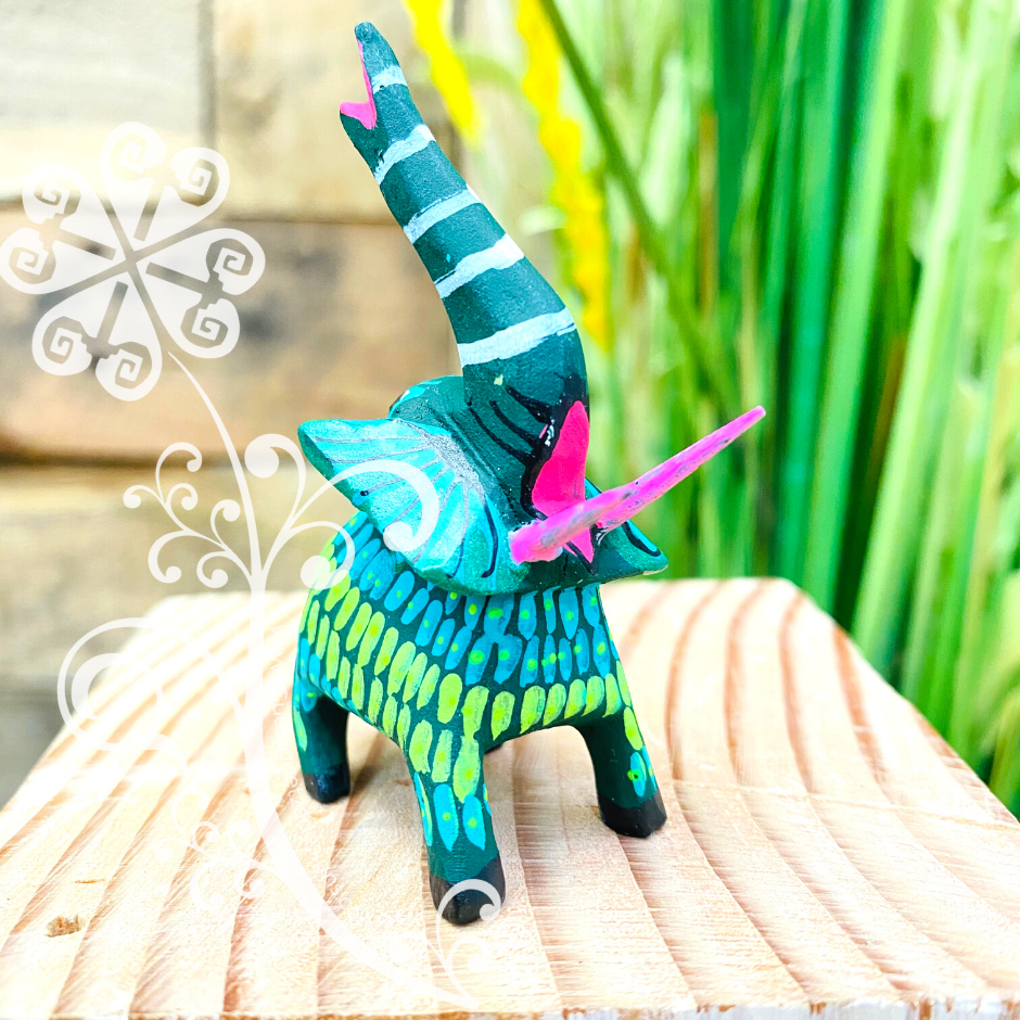 Mini Elephant Alebrije Handcarve Wood Decoration Figure