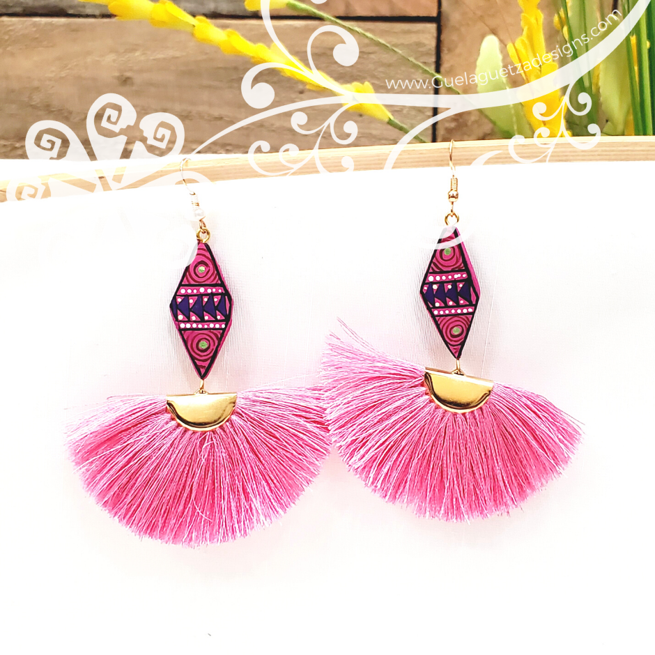 Fine Hand Painted Earrings - Rhombus