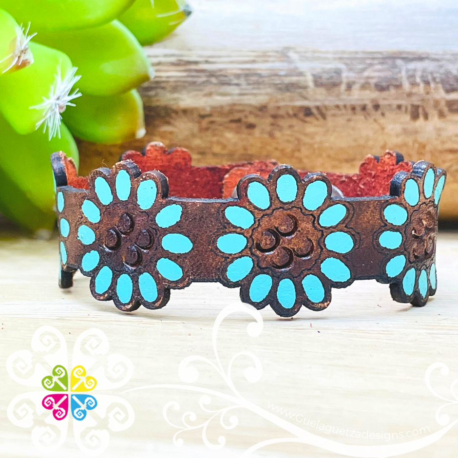 Large Sunflower Leather Bracelet - Kids Bracelet