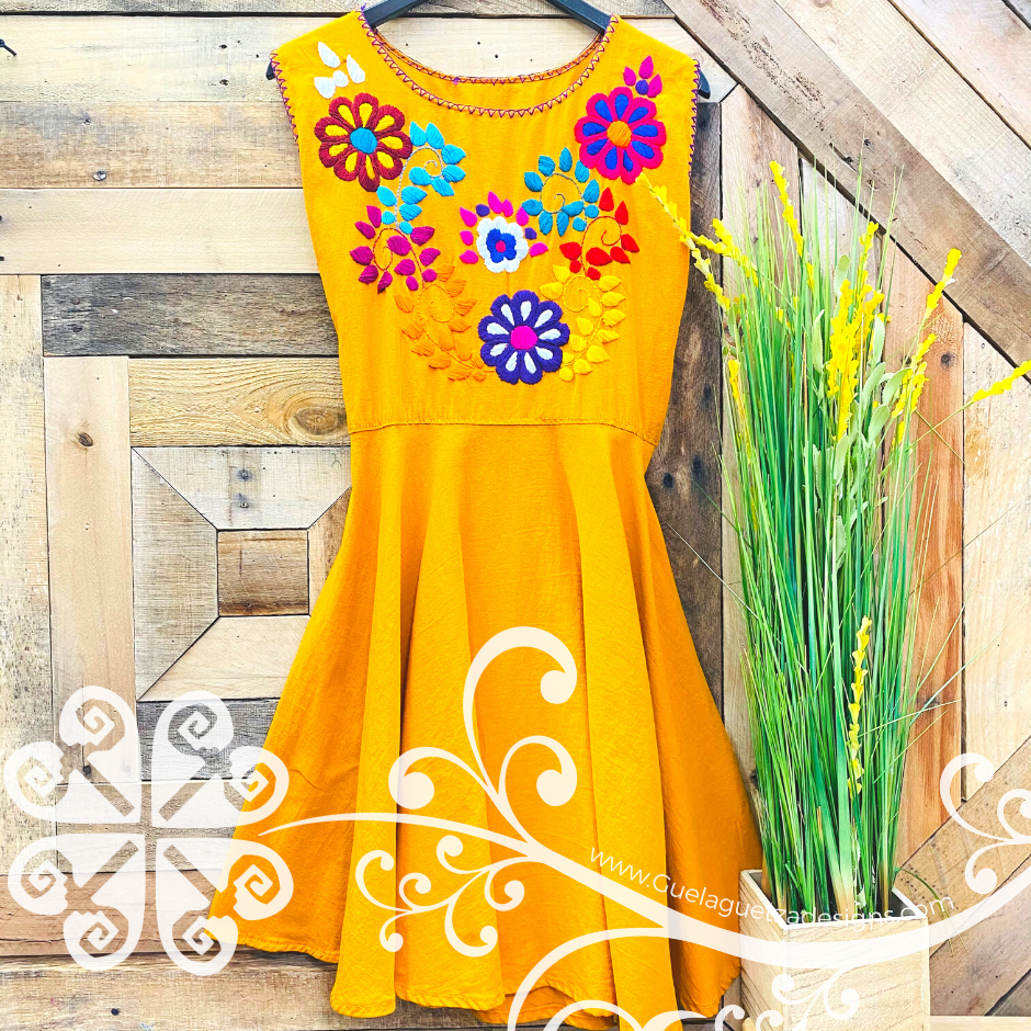 Dahlia Bouquet Embroider Dress – Guelaguetza Designs