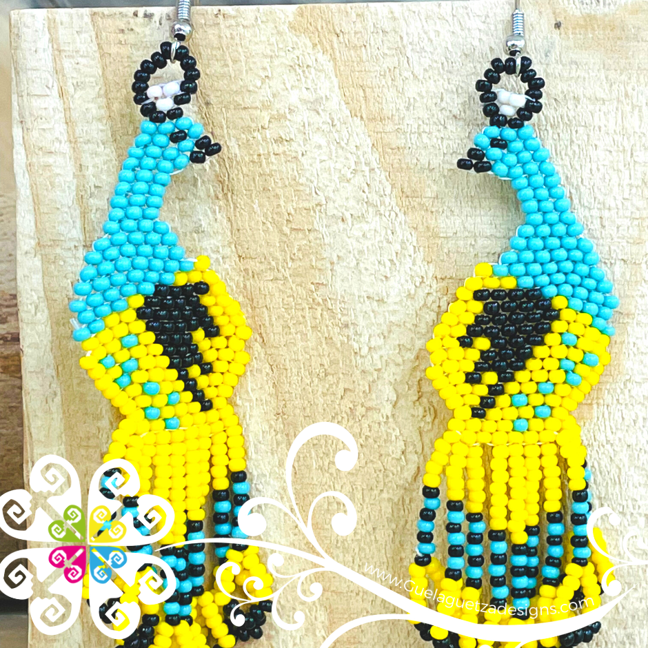 Peacock Earrings - Beaded Earrings