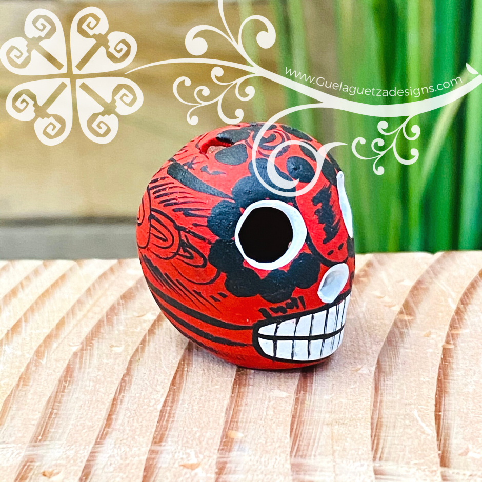 Set of 5 Mini Hand Painted Sugar Skull  - Calaverita Guerrero