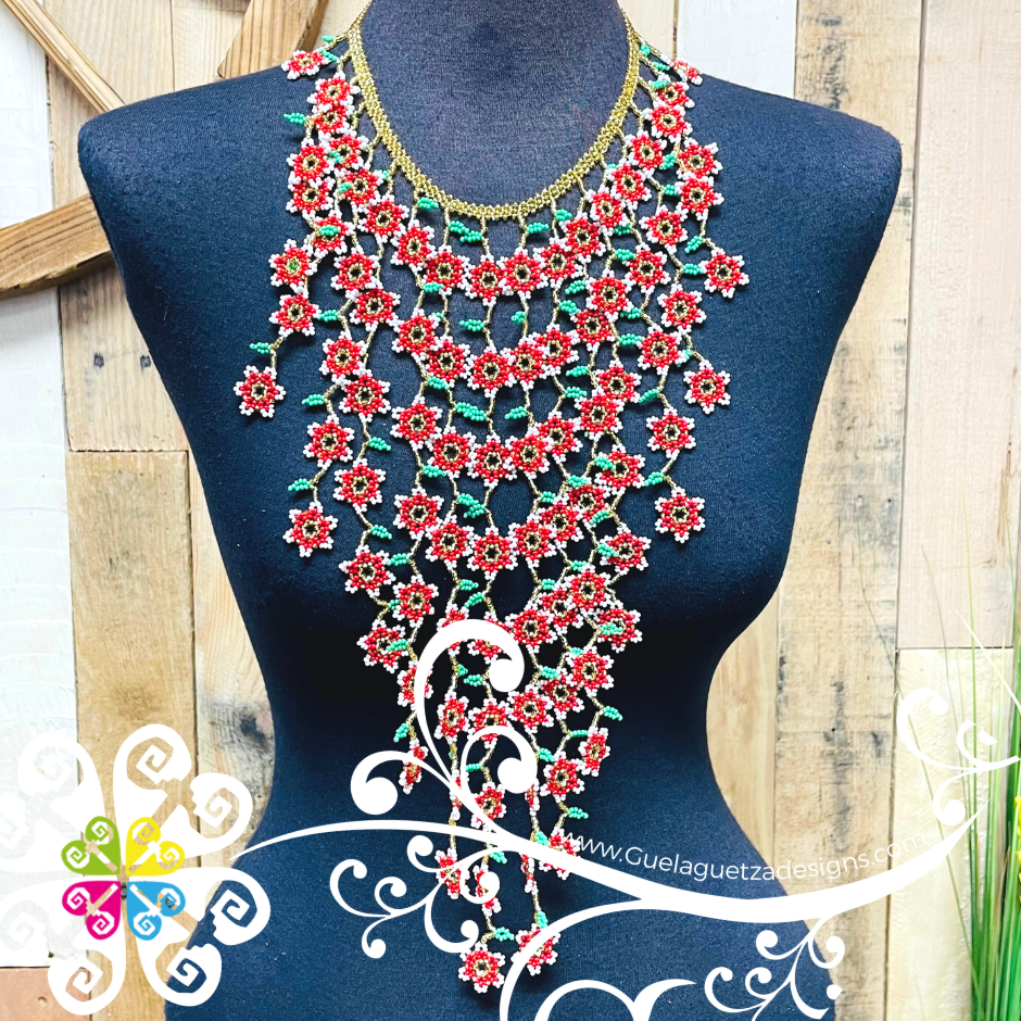 Daisy Waterfall Beaded Necklace