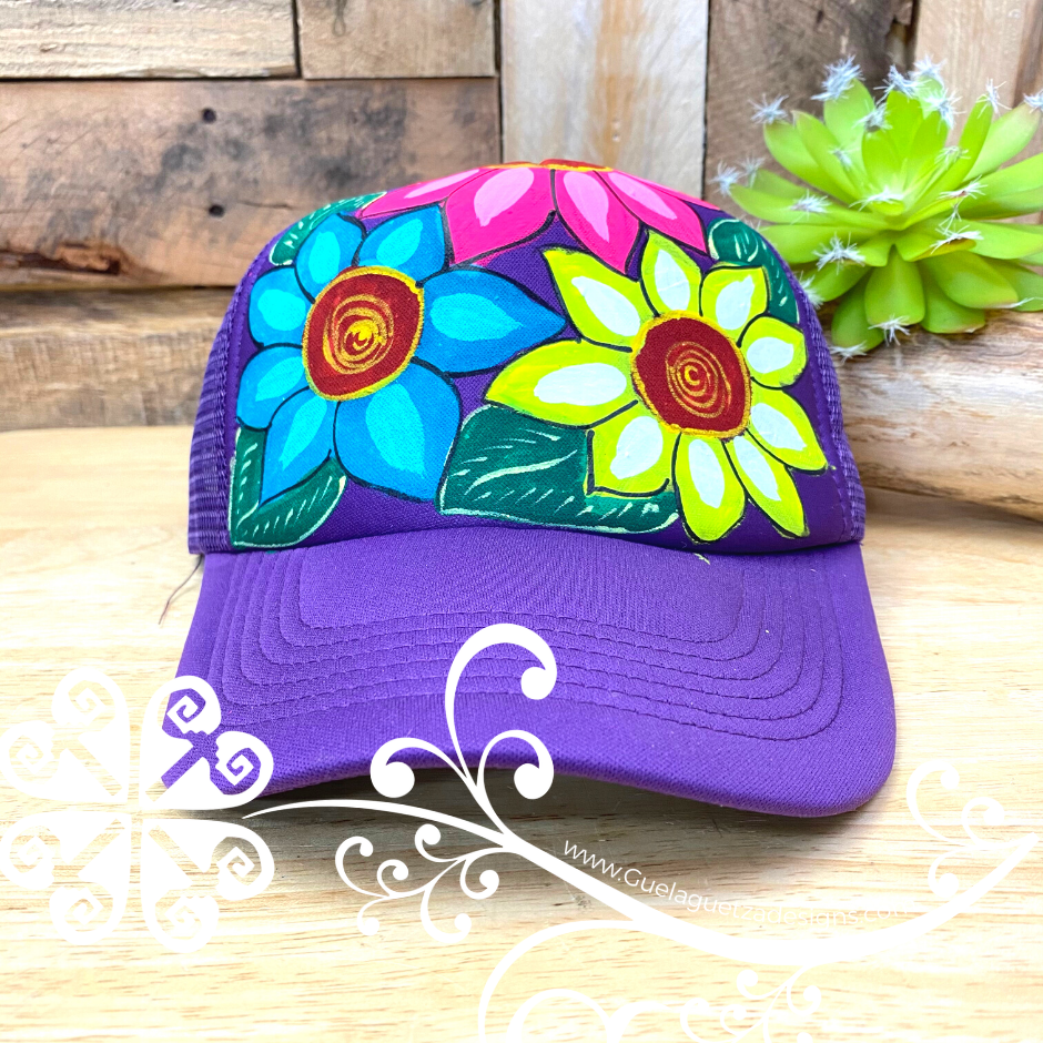 Purple Hand Painted Cap - Gorra Pintada Guerrero