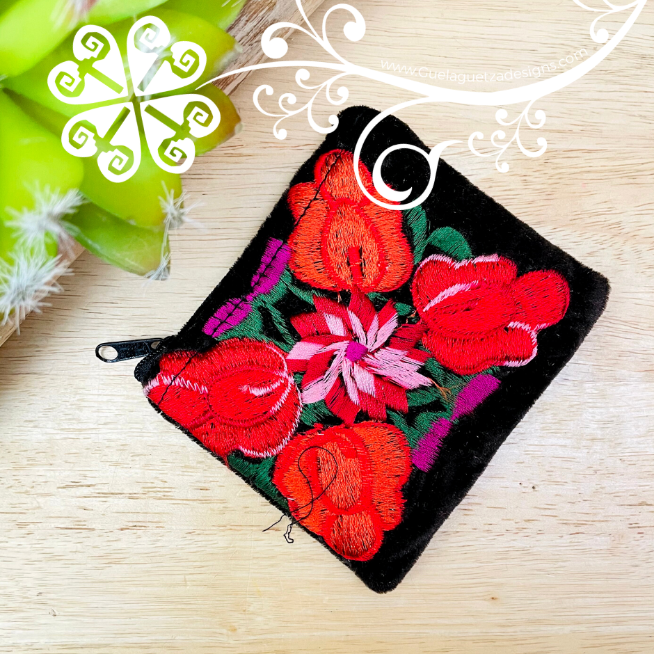 Embroidery Velvet Coin Purse - Monedero