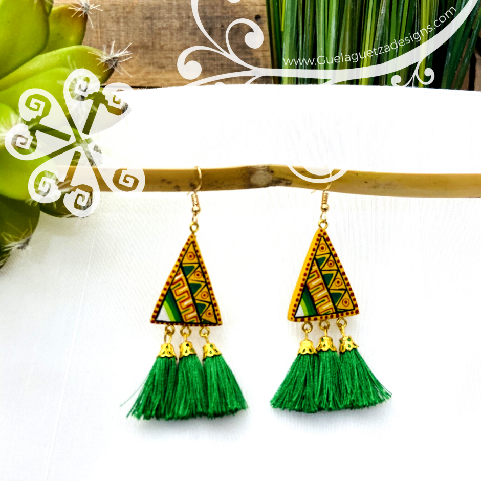 Fine Hand Painted Earrings - Triangule