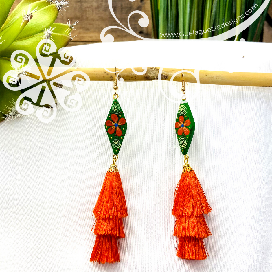 Fine Hand Painted Earrings - Rhombus