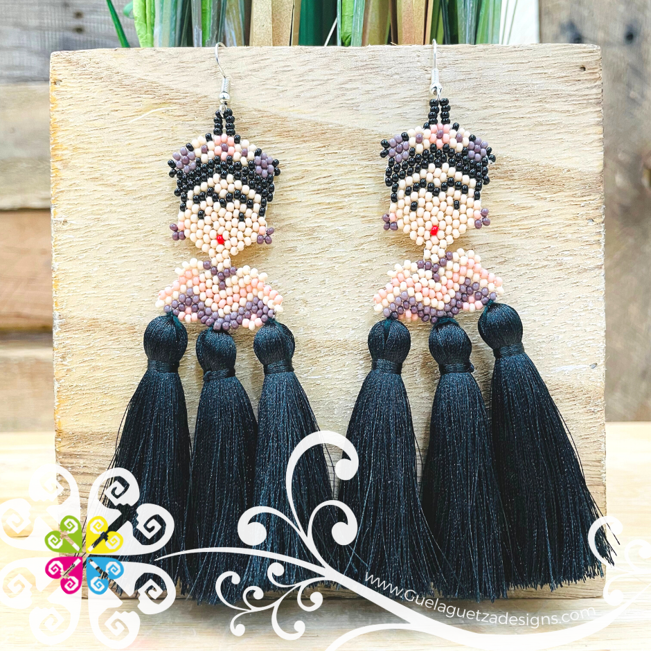 Triple Tassel Beaded Frida Earrings