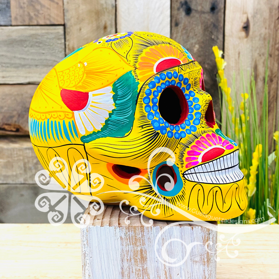 Extra Large Multicolor Hand Painted Sugar Skull  - Calaverita Guerrero