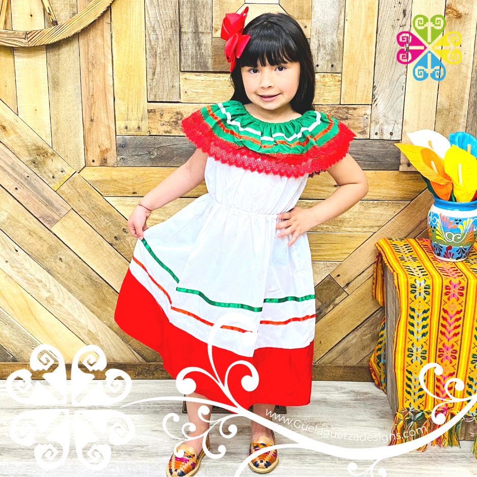 Tricolor Mexican Campesino Children Dress