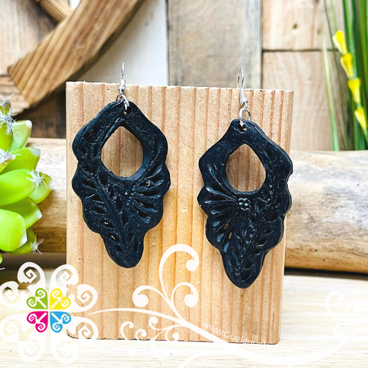 Basket - Black Clay Earrings