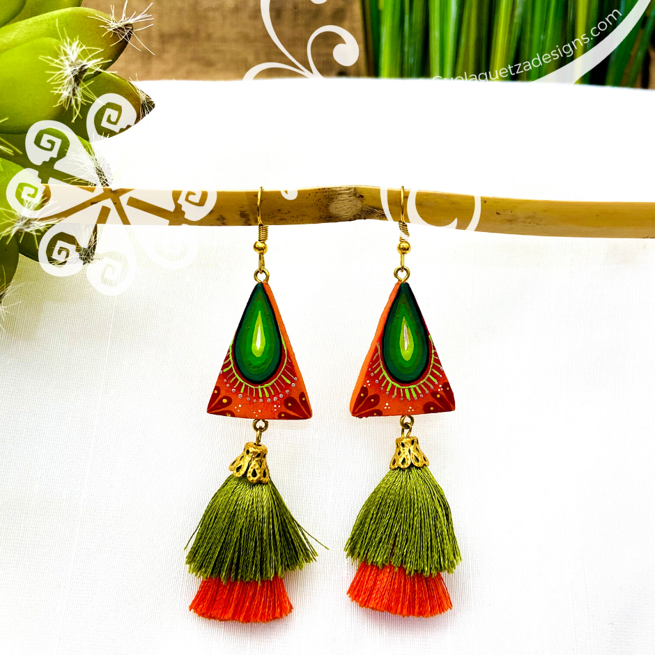 Fine Hand Painted Earrings - Triangule