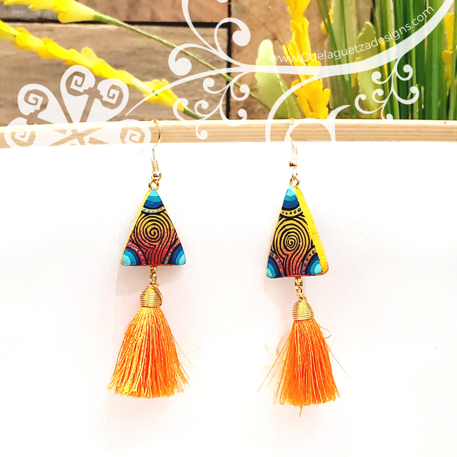 Fine Hand Painted Earrings - Triangule