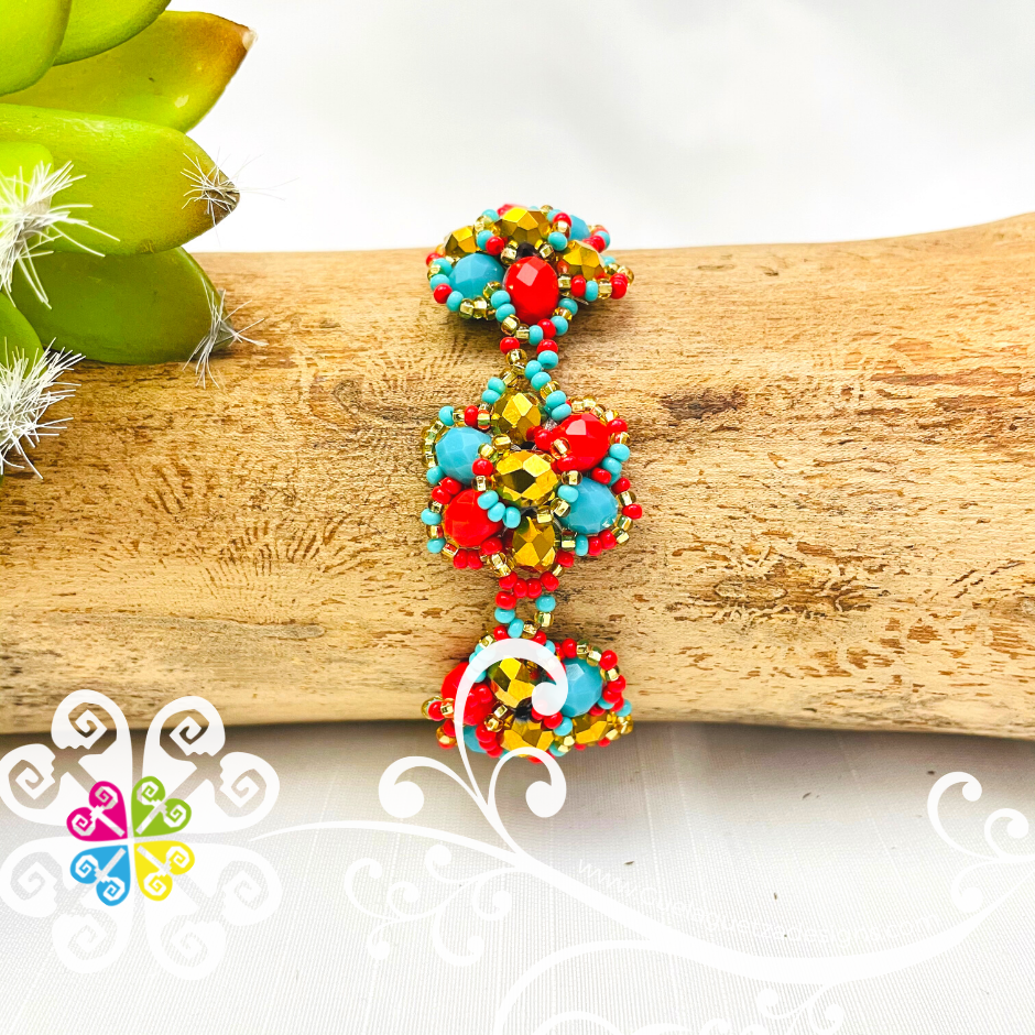 Trio Flower Beaded Bracelet