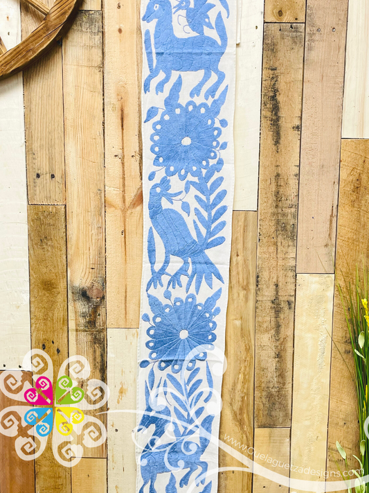 Sky Blue Small Solid Otomi Table Runner - Camino de Tenango