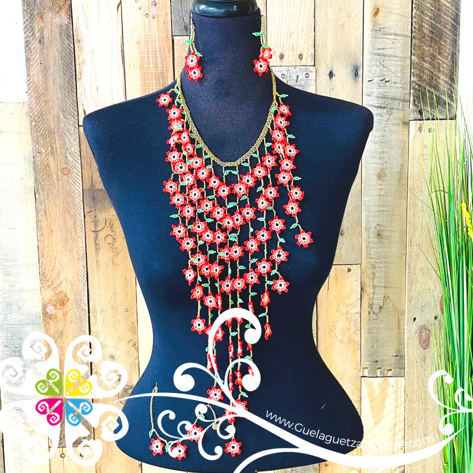 Petunia Waterfall Beaded Set