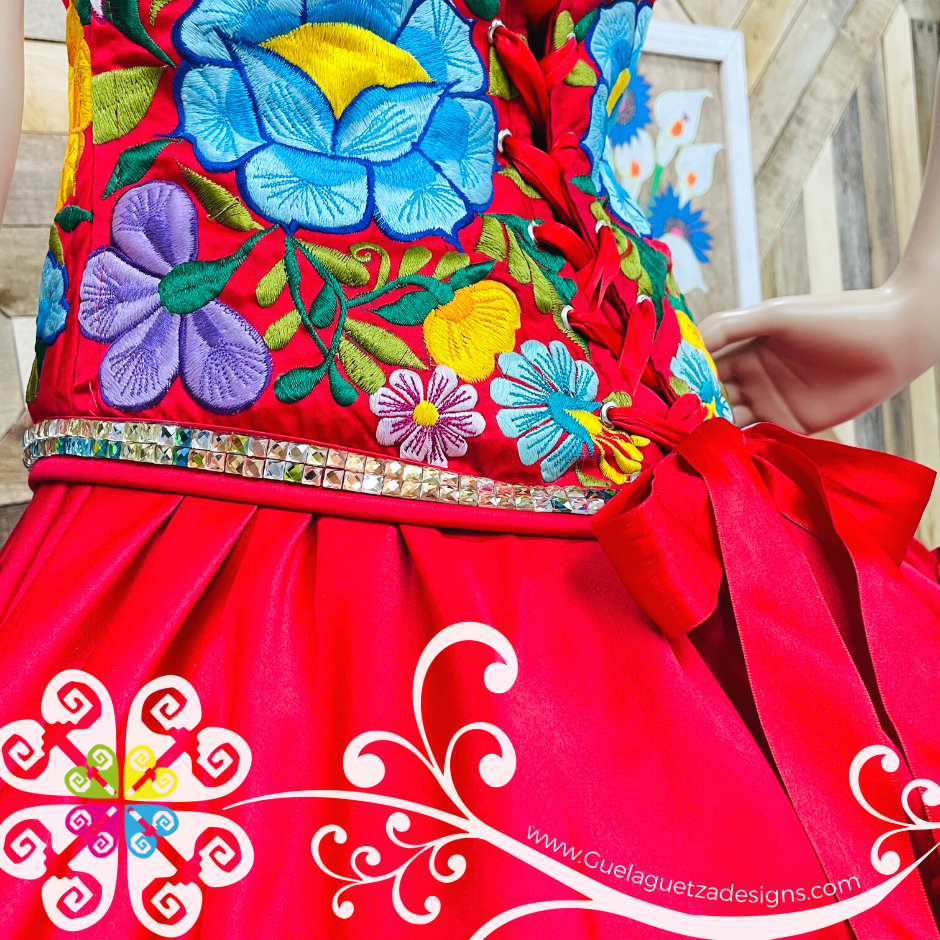 Red Quinceañera Puebla Dress - CUSTOM ORDER