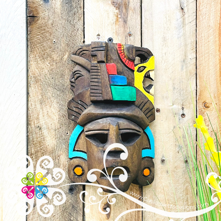 Small Hand Carve Wood Mayan Mask