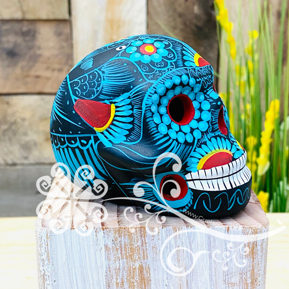 Small Solid Color Hand Painted Sugar Skull  - Calaverita Guerrero