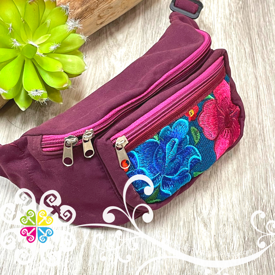 Maroon Embroider Fanny Pack - 3 pockets