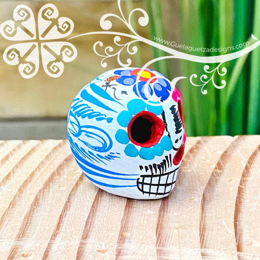 Extra Mini Multicolor Hand Painted Sugar Skull  - Calaverita Guerrero